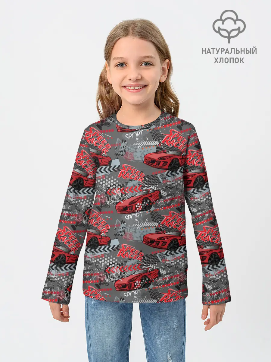 Детский лонгслив / Гоночная машина
