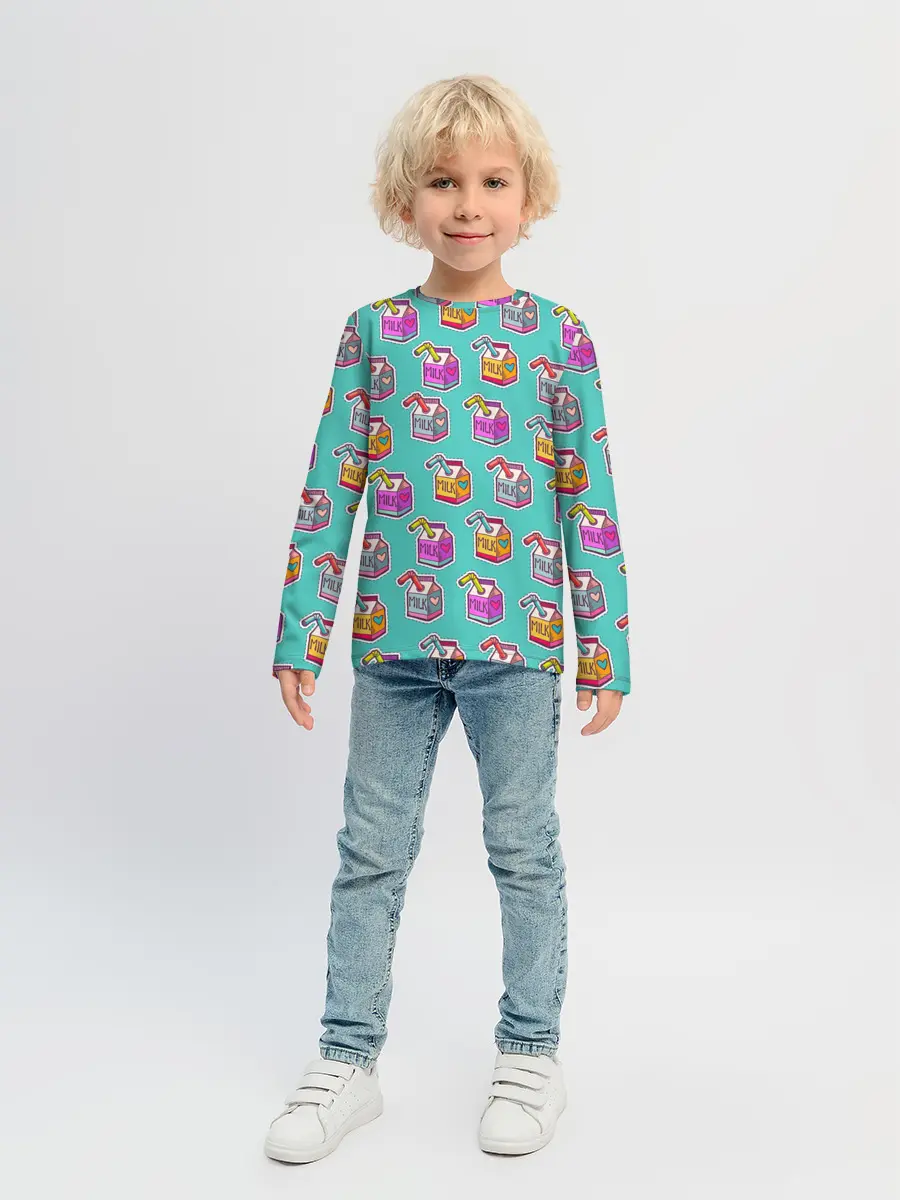 Детский лонгслив / Коробки молока MILK