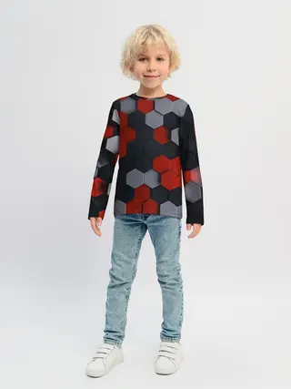 Детский лонгслив / РАЗНОЦВЕТНЫЕ СОТЫ 3D