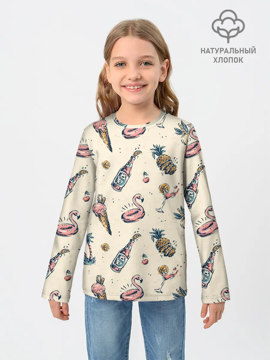 Детский лонгслив / Винтажный Гавайский Рисунок