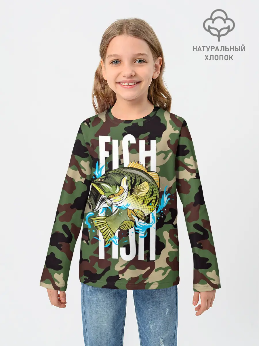 Детский лонгслив / Рыблака камуфляж