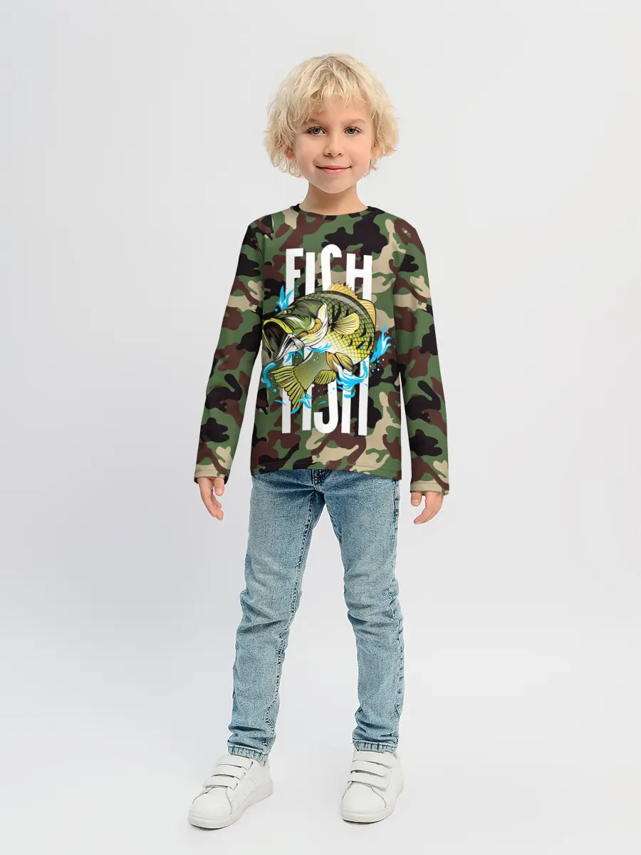 Детский лонгслив / Рыблака камуфляж