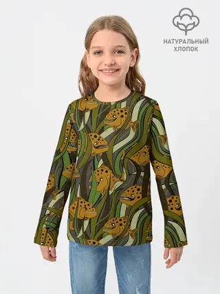 Детский лонгслив / Пираньи камуфляж