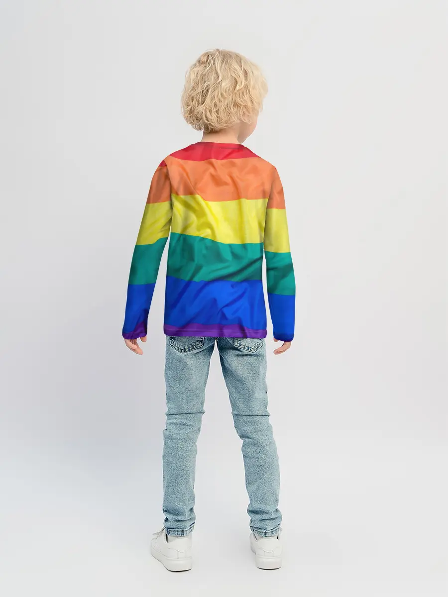 Детский лонгслив / Радуга - мятая ткань полотно