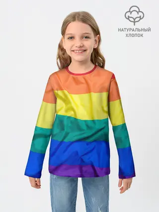 Детский лонгслив / Радуга - мятая ткань полотно