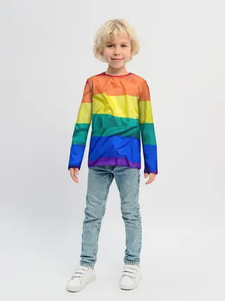 Детский лонгслив / Радуга - мятая ткань полотно