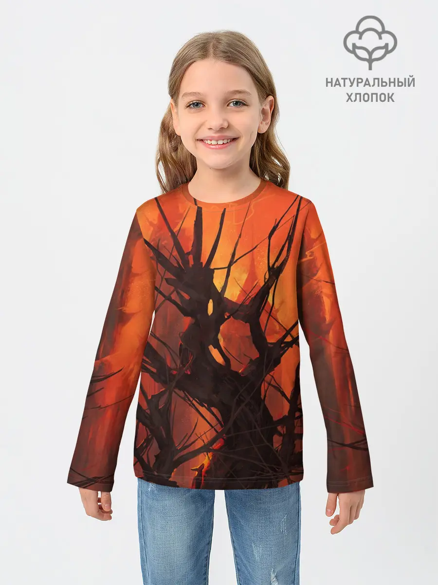 Детский лонгслив / ДРЕВО ХАОС 3D