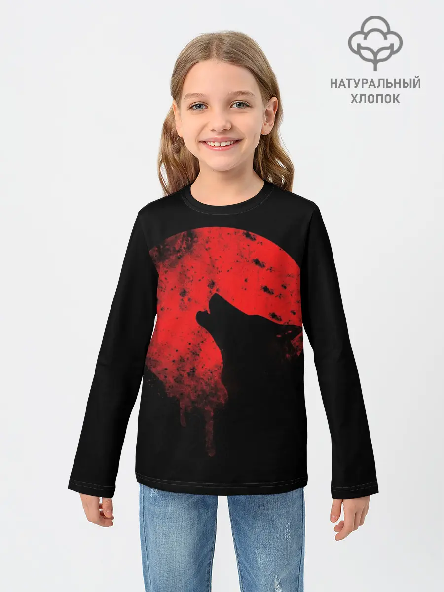 Детский лонгслив / Wolf 3D