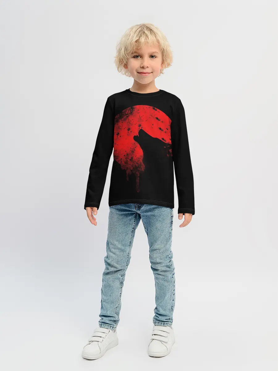Детский лонгслив / Wolf 3D