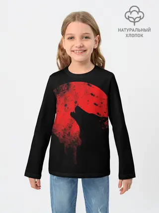 Детский лонгслив / Wolf 3D