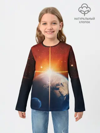 Детский лонгслив / Космос земля 3D