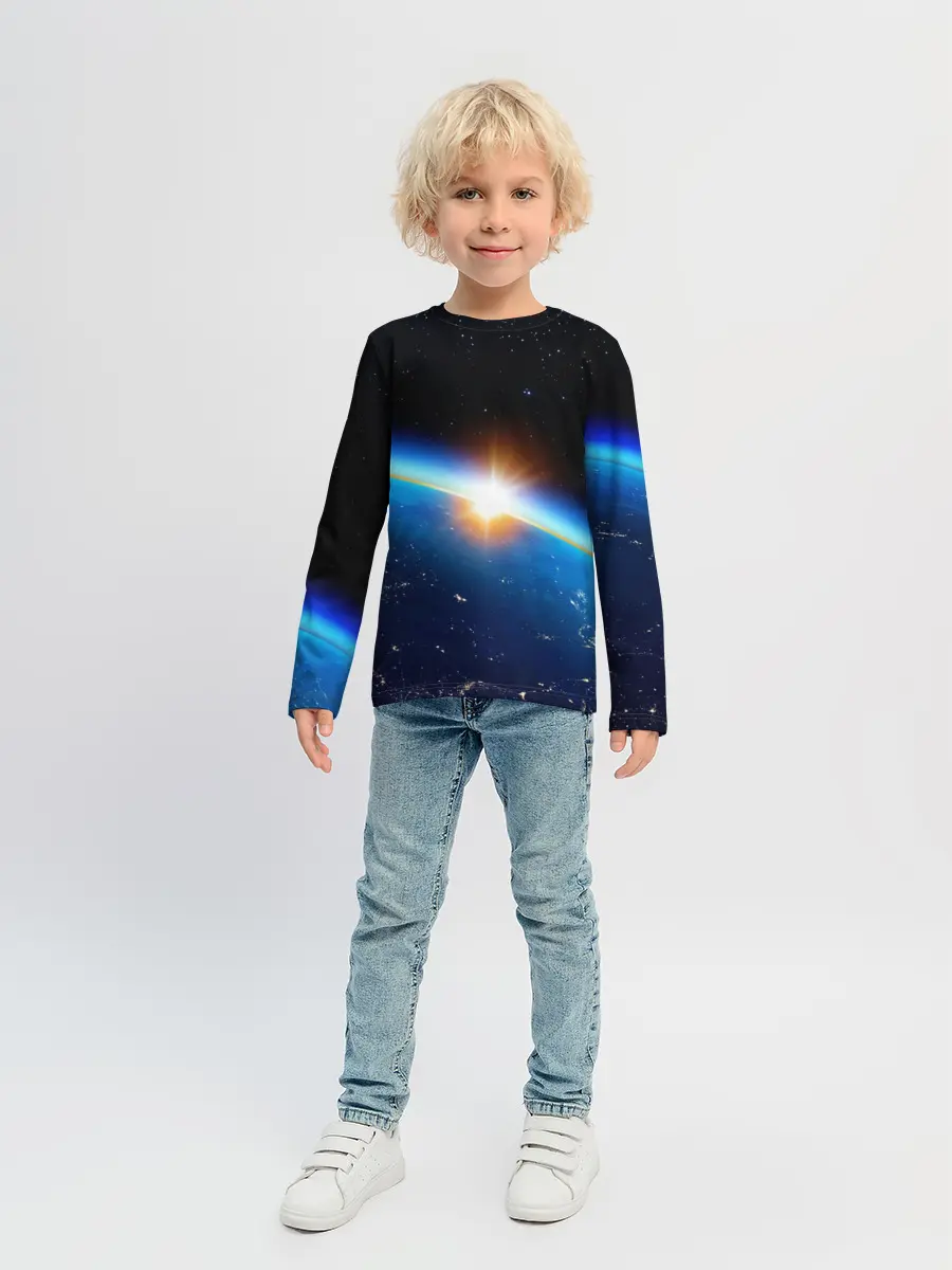 Детский лонгслив / КОСМИЧЕСКИЙ РАССВЕТ 3D
