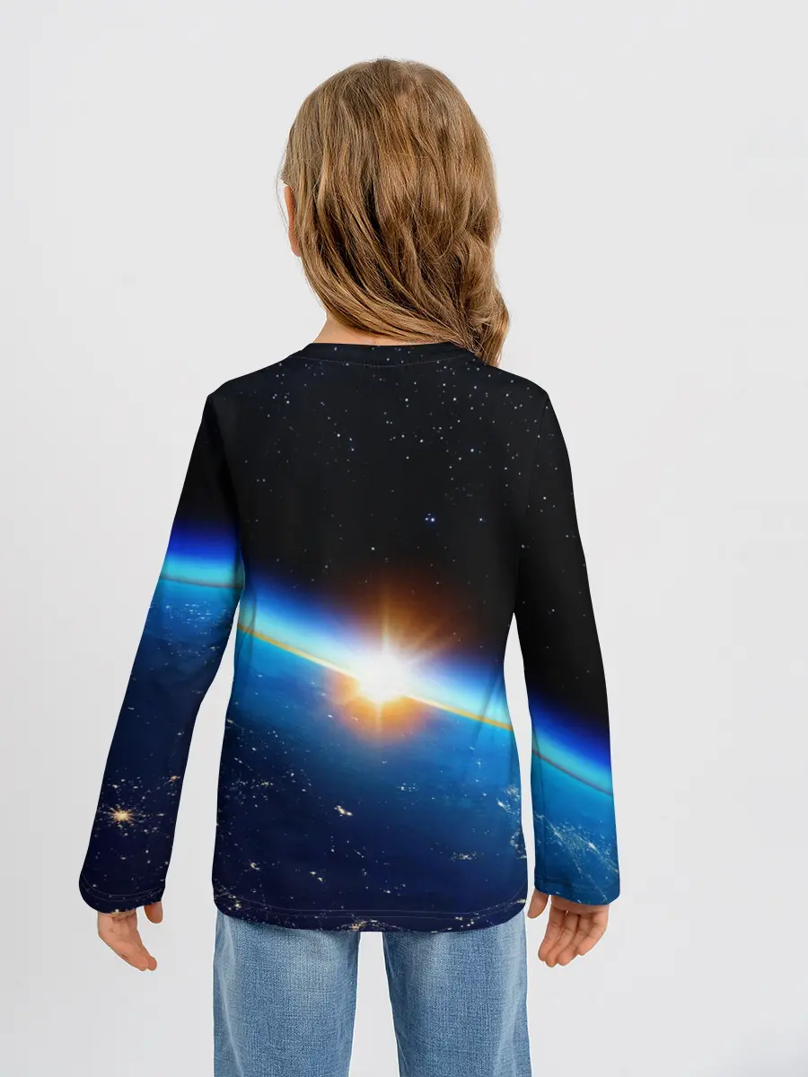 Детский лонгслив / КОСМИЧЕСКИЙ РАССВЕТ 3D