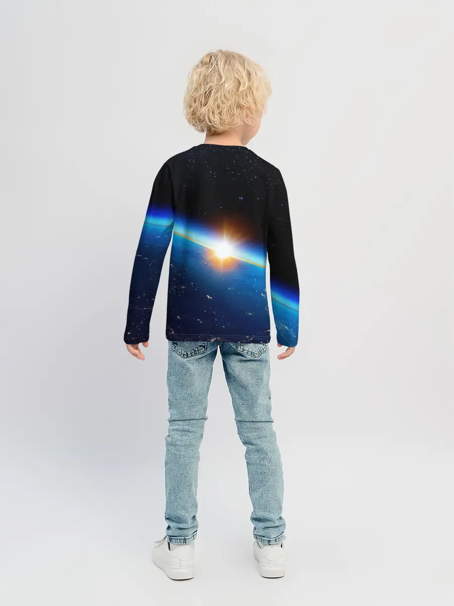Детский лонгслив / КОСМИЧЕСКИЙ РАССВЕТ 3D