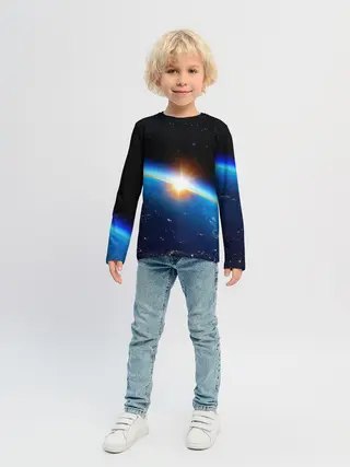 Детский лонгслив / КОСМИЧЕСКИЙ РАССВЕТ 3D