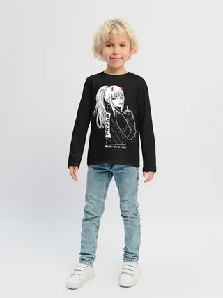 Детский лонгслив / Зеро Ту показывает палец