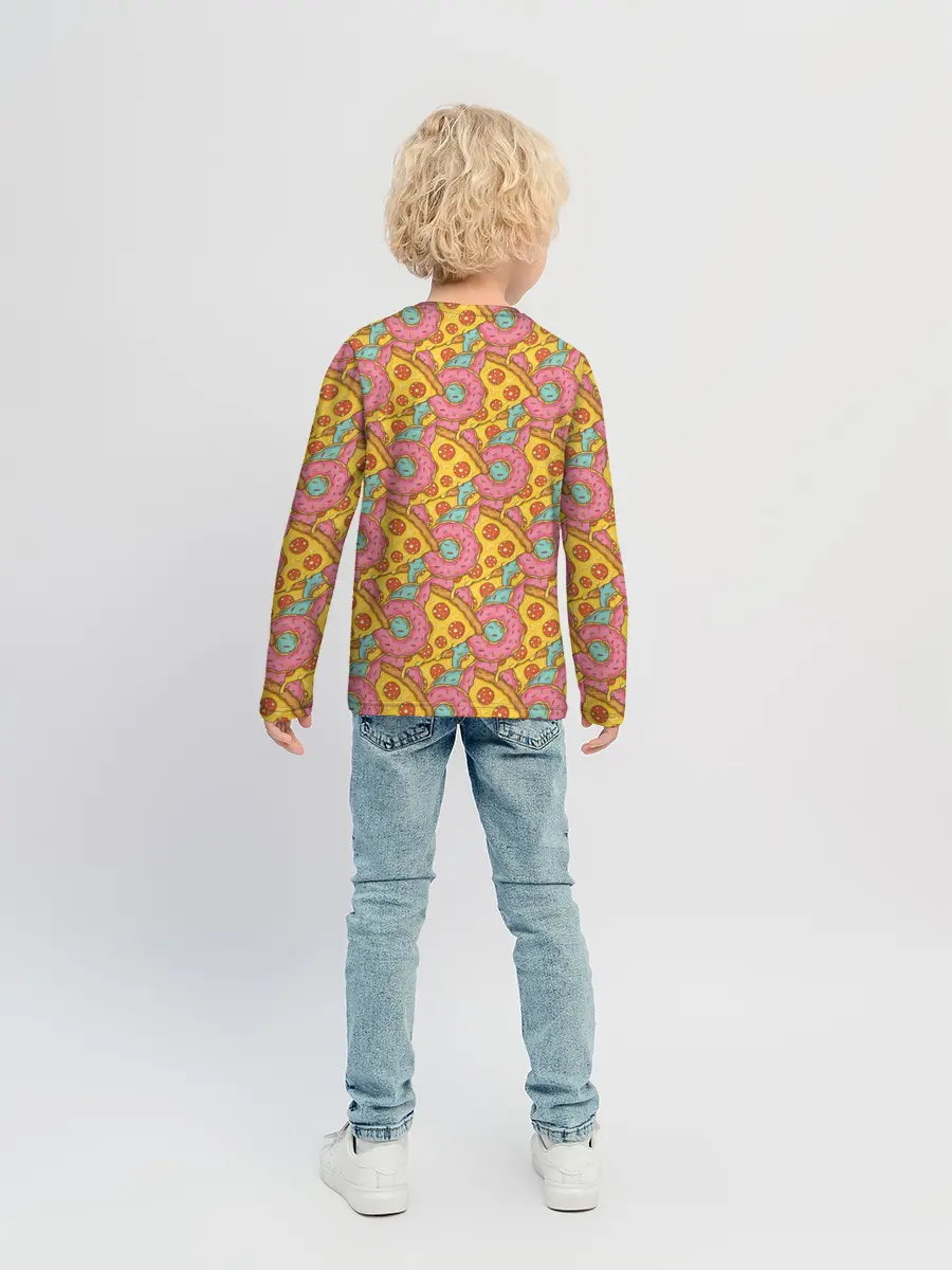 Детский лонгслив / Пицца и пончики