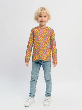 Детский лонгслив / Пицца и пончики