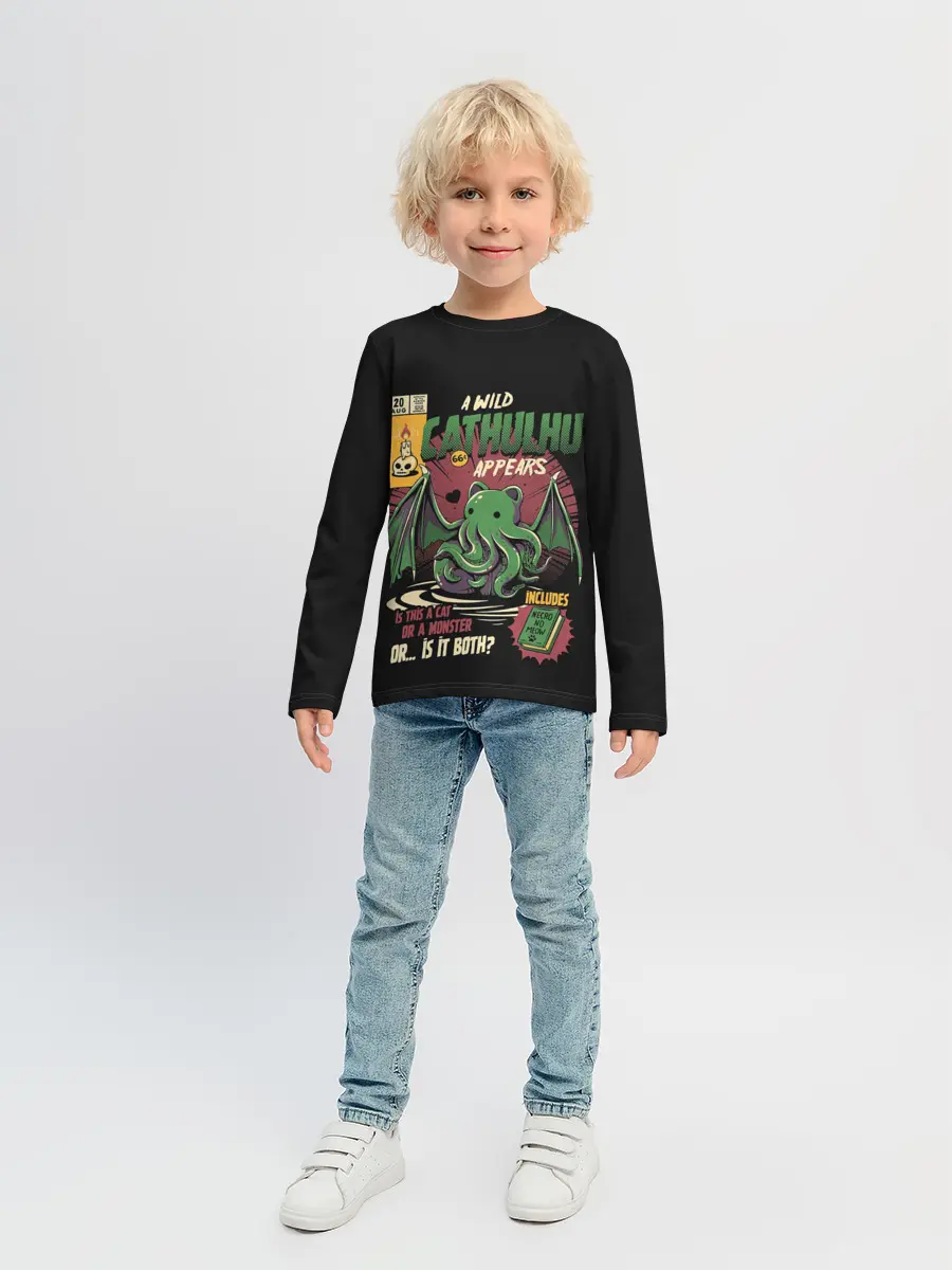 Детский лонгслив / Кот Ктулху