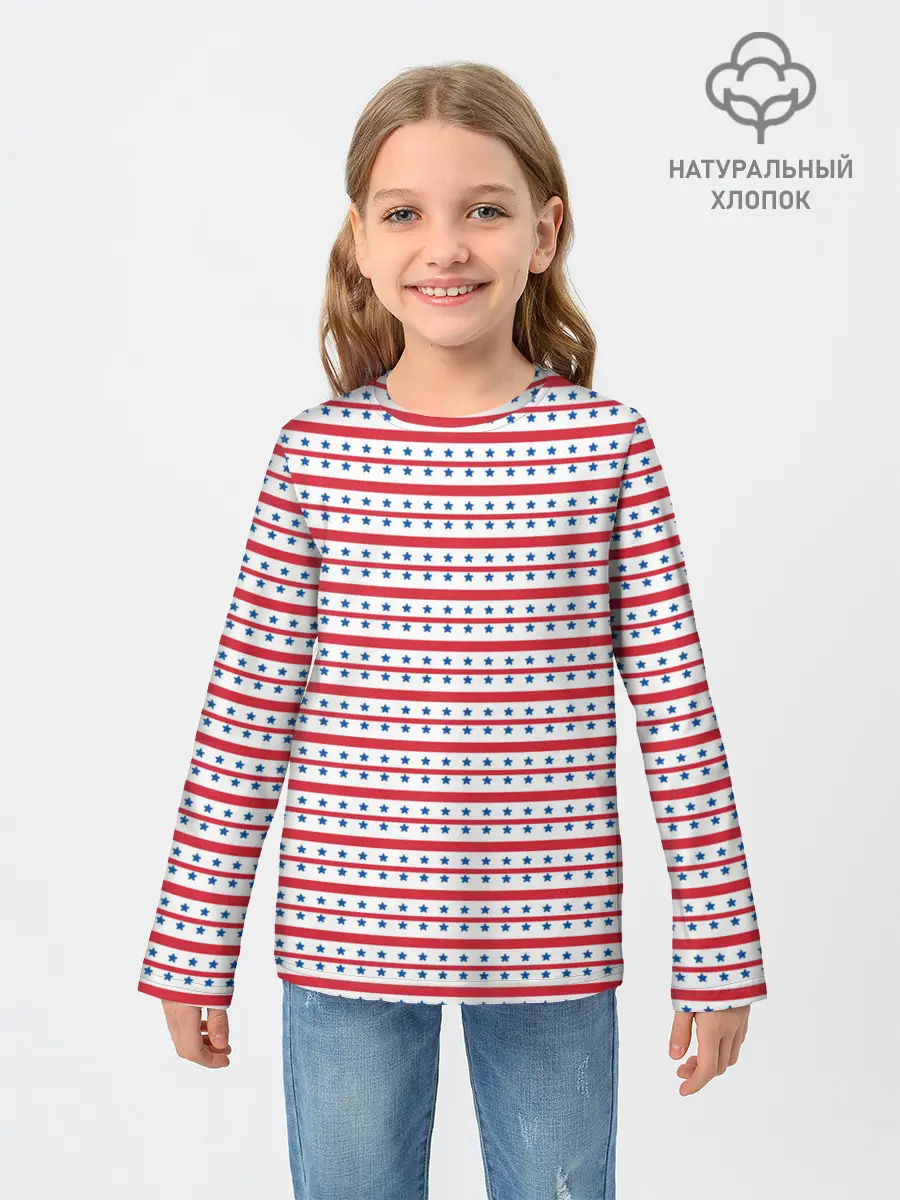 Детский лонгслив / Звезды с полосками