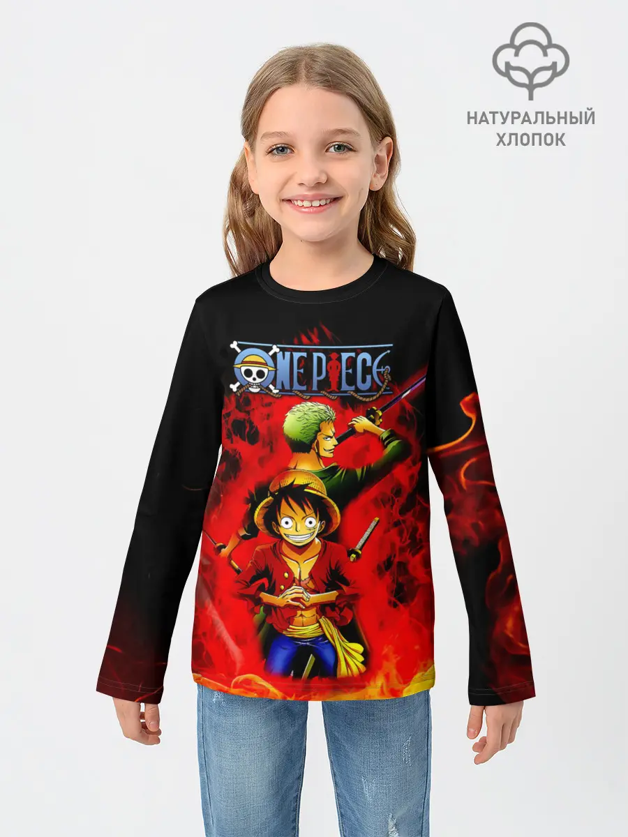 Детский лонгслив / Зоро и Луффи в огне One Piece