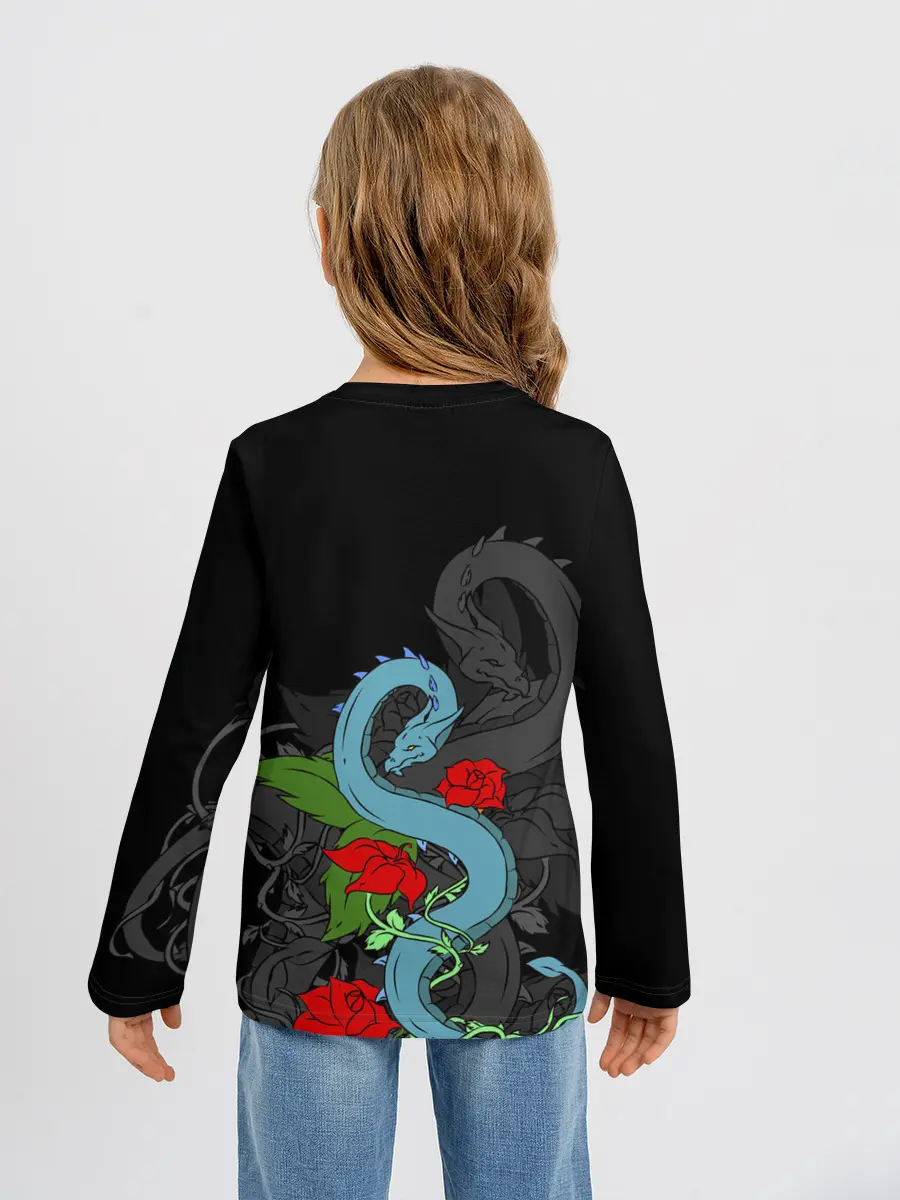 Детский лонгслив / Дракон и Розы