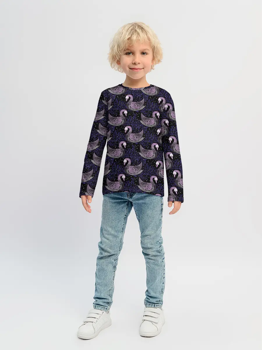 Детский лонгслив / Лебеди из бисера