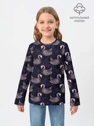 Детский лонгслив / Лебеди из бисера