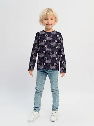 Детский лонгслив / Лебеди из бисера