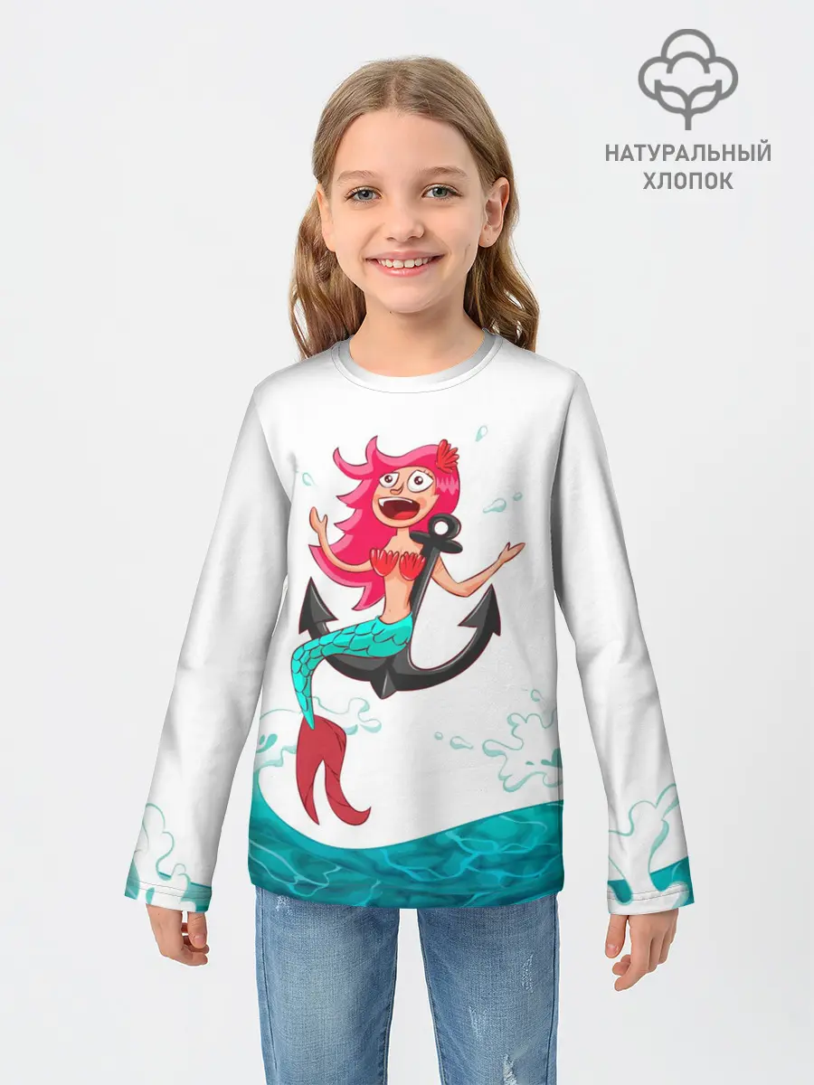 Детский лонгслив / Русалка на якоре