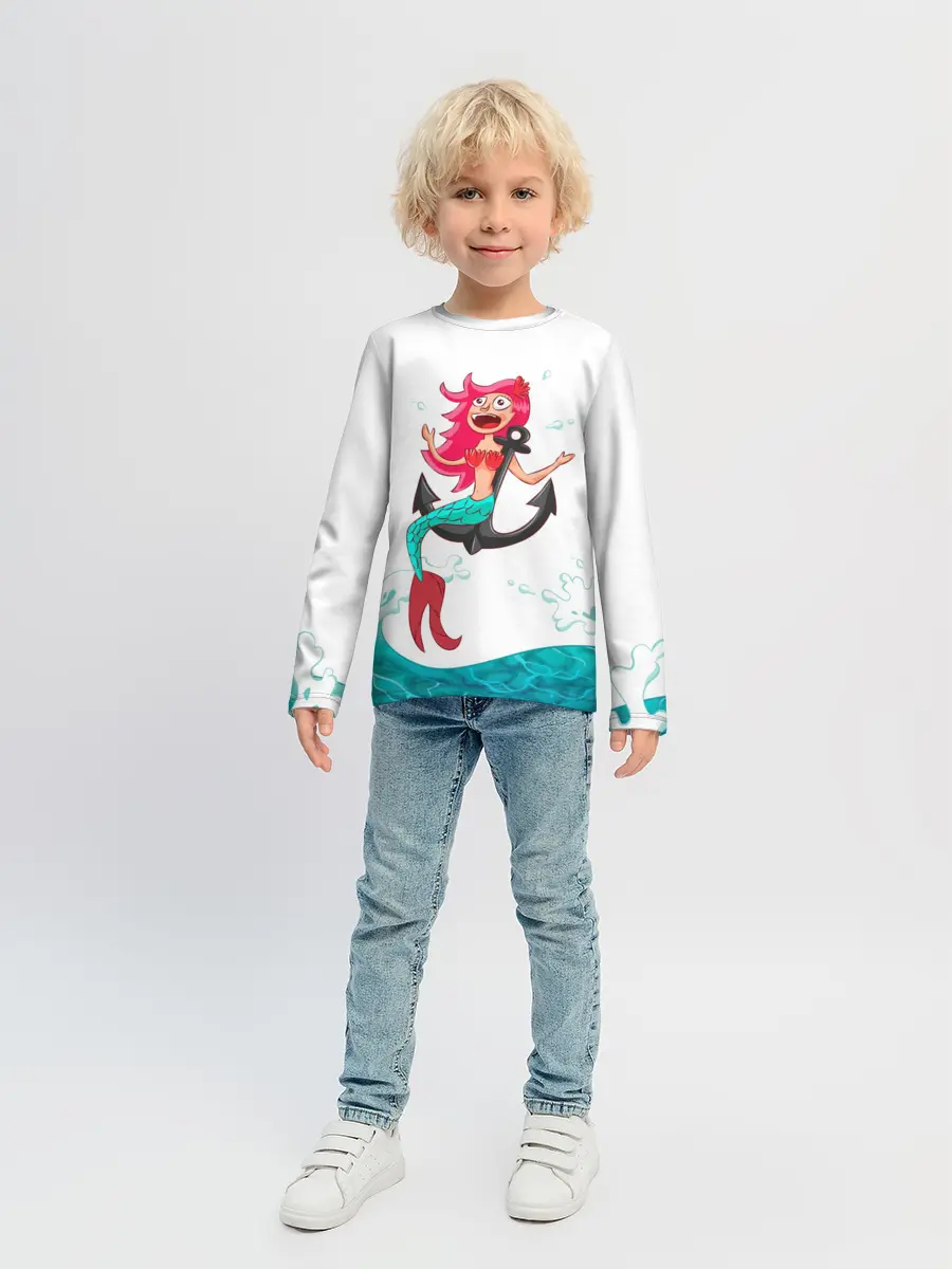 Детский лонгслив / Русалка на якоре