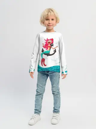 Детский лонгслив / Русалка на якоре