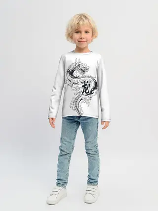 Детский лонгслив / Китайский дракон на белом фоне