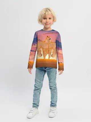 Детский лонгслив / Мем собака качок DOGE