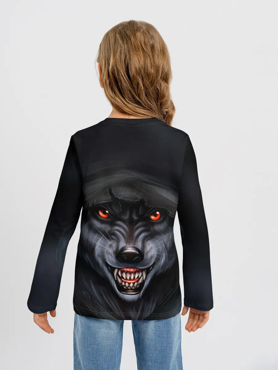 Детский лонгслив / СЕРЫЙ ВОЛК 3D