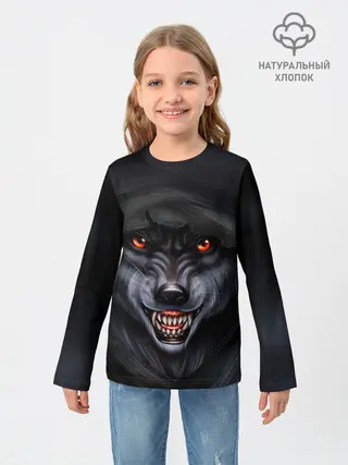Детский лонгслив / СЕРЫЙ ВОЛК 3D