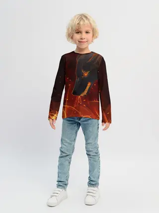 Детский лонгслив / ОГНЕНЫЙ ВОЛК, 3d