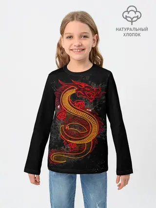 Детский лонгслив / НЕОНОВЫЙ ДРАКОН, 3d