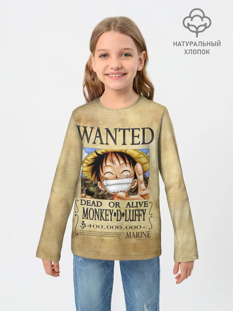 Детский лонгслив / Манки Д. Луффи в розыске One Piece