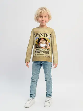 Детский лонгслив / Манки Д. Луффи в розыске One Piece