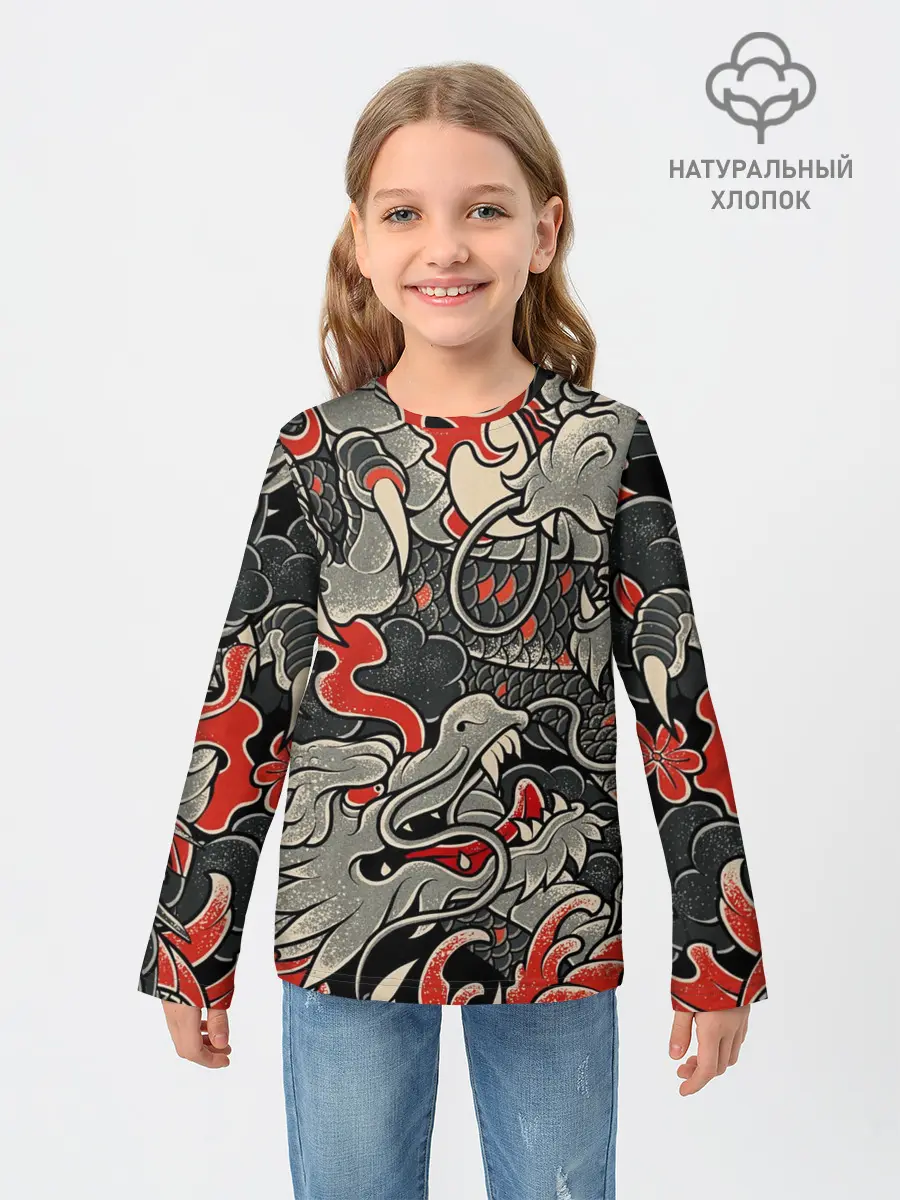 Детский лонгслив / Китайский Дракон, China Dragon