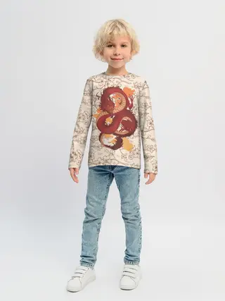 Детский лонгслив / Китайский Дракон и Сакура