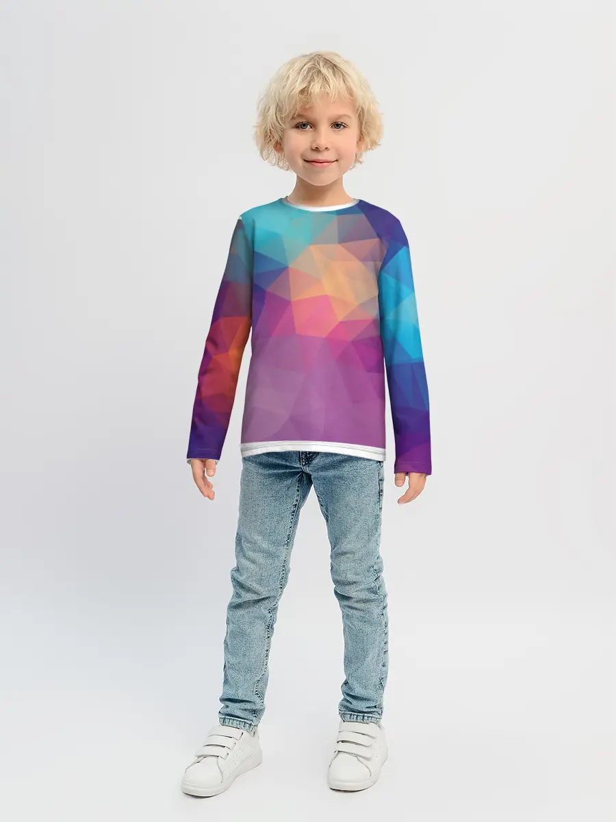 Детский лонгслив / Цветные полигоны - Градиент