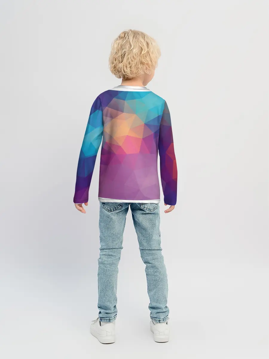 Детский лонгслив / Цветные полигоны - Градиент