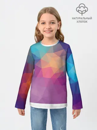 Детский лонгслив / Цветные полигоны - Градиент