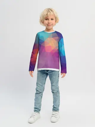 Детский лонгслив / Цветные полигоны - Градиент