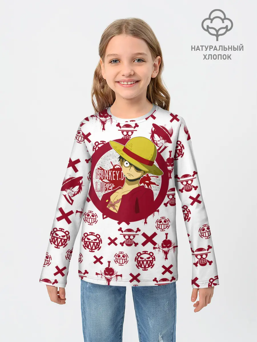 Детский лонгслив / Манки Д. Луффи | пиратские знаки One Piece
