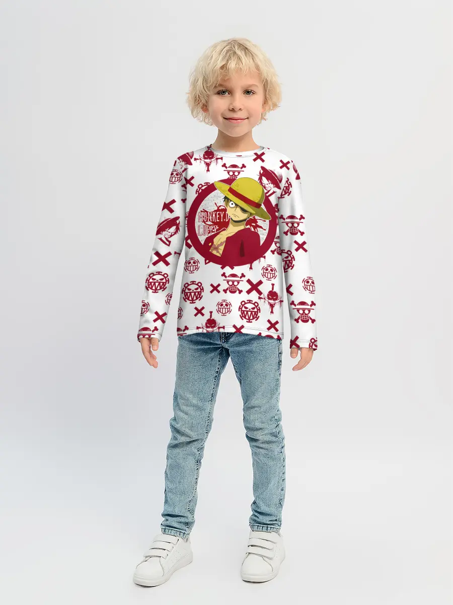 Детский лонгслив / Манки Д. Луффи | пиратские знаки One Piece