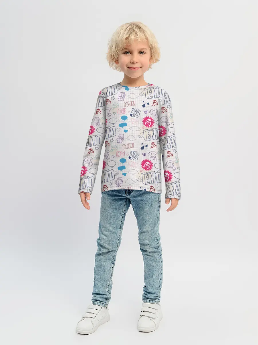 Детский лонгслив / Граффити-школьная тетрадь