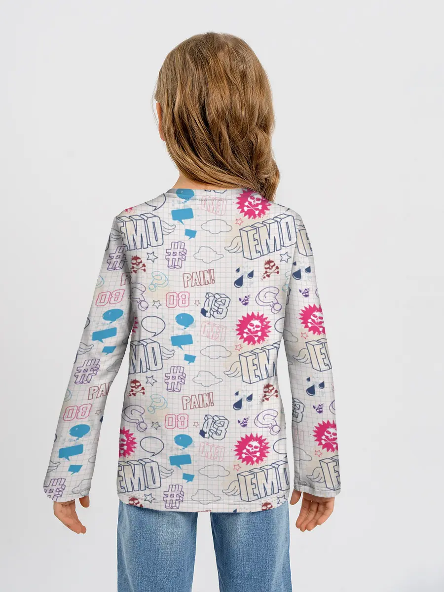 Детский лонгслив / Граффити-школьная тетрадь